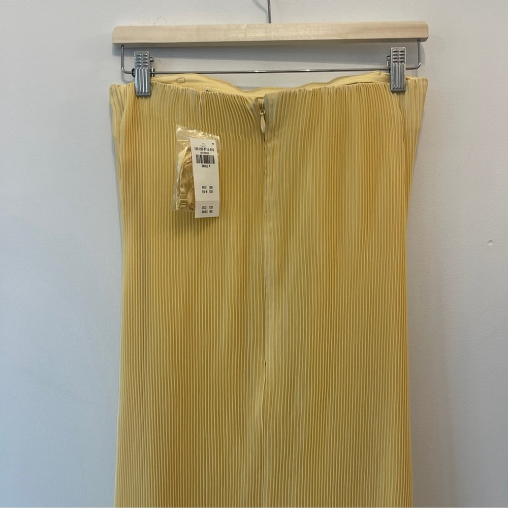 Abercrombie & Fitch Giselle Pleated Midi Dress strapless yellow Small Petite - Picture 5 of 9